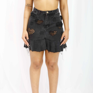 Black Lace Jean Skirt