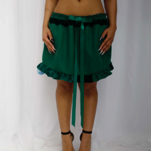 Green Patchwork Stretchy Mini Skirt