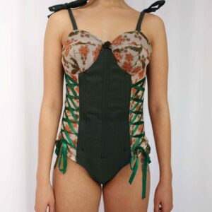 Green Garden Corset Bodysuit