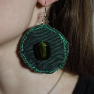 Green Corduroy Plush Earrings