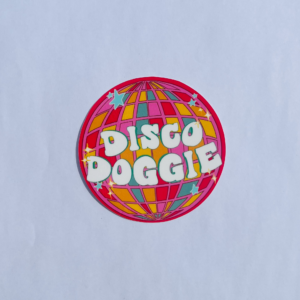 Pink Disco Doggie Sticker 3x3