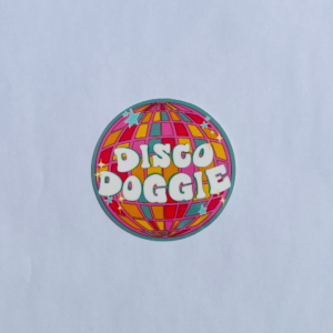 Blue Disco Doggie Sticker 2.5x2.5